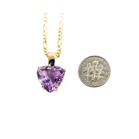 Pendant W/Chain Figaro 10ct Amethyst 25x15mm 14ky 24" 224121253