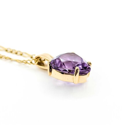 Pendant W/Chain Figaro 10ct Amethyst 25x15mm 14ky 24" 224121253