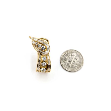 Earrings 4.50ctw Round/Baguette Diamonds Omega Back 27x16mm 18k/14k Omega 224124001