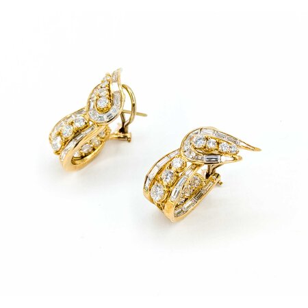 Earrings 4.50ctw Round/Baguette Diamonds Omega Back 27x16mm 18k/14k Omega 224124001