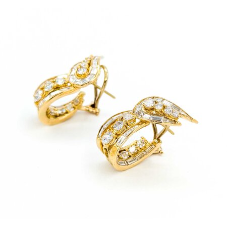 Earrings 4.50ctw Round/Baguette Diamonds Omega Back 27x16mm 18k/14k Omega 224124001