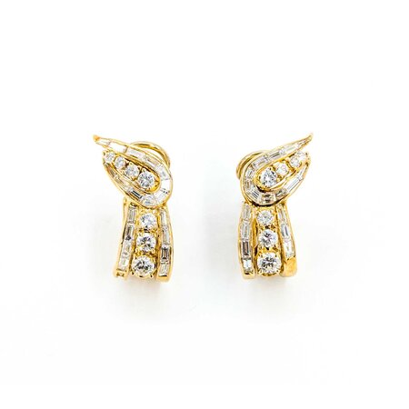 Earrings 4.50ctw Round/Baguette Diamonds Omega Back 27x16mm 18k/14k Omega 224124001