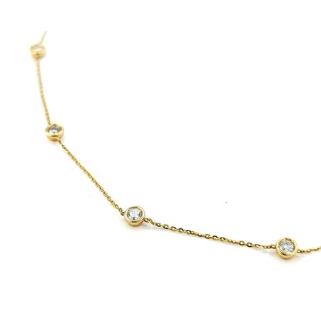 Necklace Diamond Fashion 1.00ctw Round Diamonds Station 14ky 18" 0.9mm 124112006