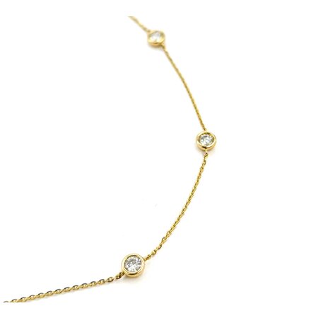 Necklace Diamond Fashion 1.00ctw Round Diamonds Station 14ky 18" 0.9mm 124112006