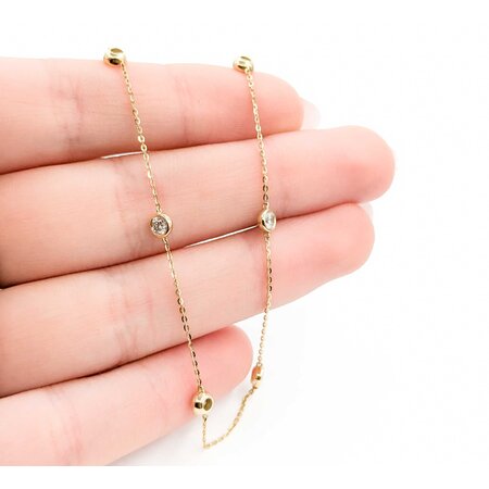 Necklace Diamond Fashion 1.00ctw Round Diamonds Station 14ky 18" 0.9mm 124112006