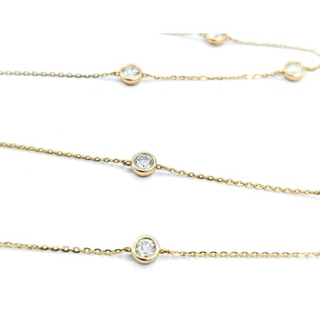 Necklace Diamond Fashion 1.00ctw Round Diamonds Station 14ky 18" 0.9mm 124112006