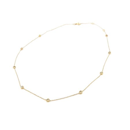 Necklace Diamond Fashion 1.00ctw Round Diamonds Station 14ky 18" 0.9mm 124112006