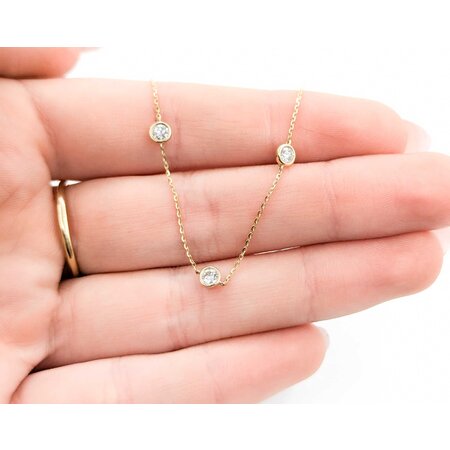 Necklace Diamond Fashion 1.00ctw Round Diamonds Station 14ky 18" 0.9mm 124112006