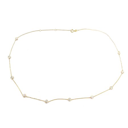 Necklace Diamond Fashion 1.00ctw Round Diamonds Station 14ky 18" 0.9mm 124112006