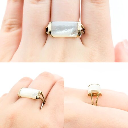 Ring 16x9mm Mother Of Pearl 10ky sz10 124110150