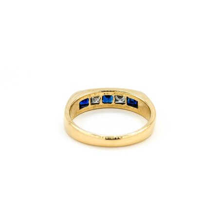 Ring 5 Stone .20ct Step Cut Diamonds .32ctw Sapphire 14ky sz5.75 224110182