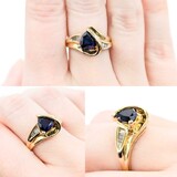  Ring .15ctw Baguette Diamonds 7mm Synthetic Sapphire 14ky sz6.5 224110210