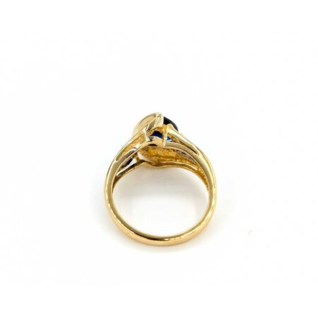 Ring .15ctw Baguette Diamonds 7mm Synthetic Sapphire 14ky sz6.5 224110210