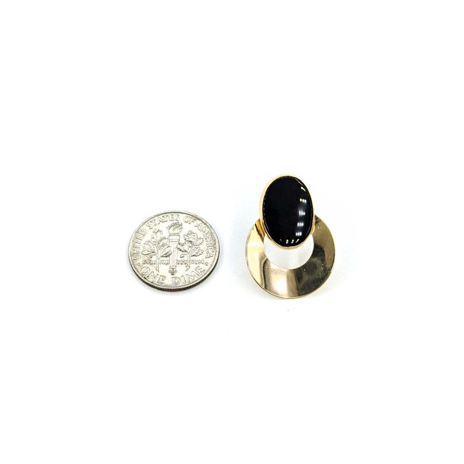 Earrings Stud 13x9.5mm Oval Onyx .9x.7" 14ky 224114154