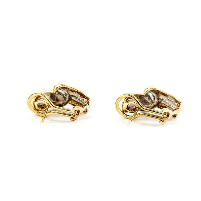 Earrings Ribbon .50ctw Baguette Diamonds Omega Back 24x12mm 14ky 224114019