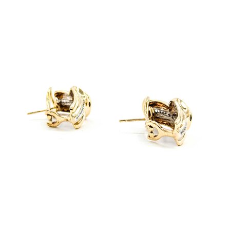 Earrings Ribbon .50ctw Baguette Diamonds Omega Back 24x12mm 14ky 224114019