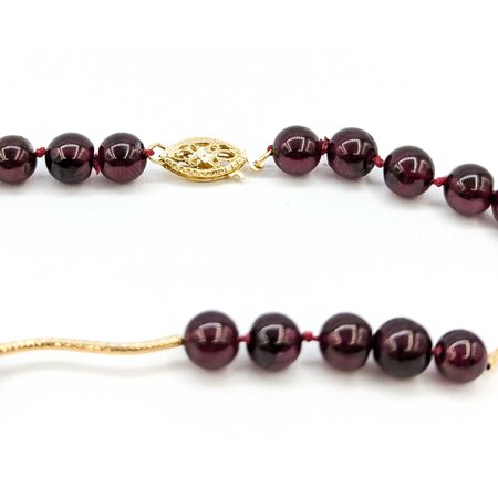 Necklace 6mm Bead Garnet Beaded 14ky 19" mm 225012250