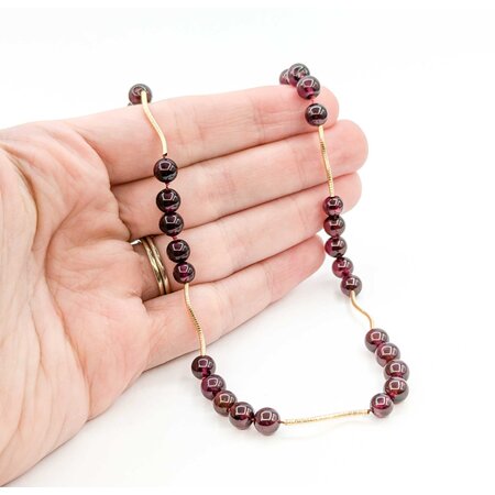 Necklace 6mm Bead Garnet Beaded 14ky 19" mm 225012250