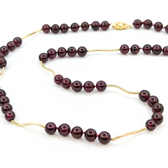 Necklace 6mm Bead Garnet Beaded 14ky 19" mm 225012250