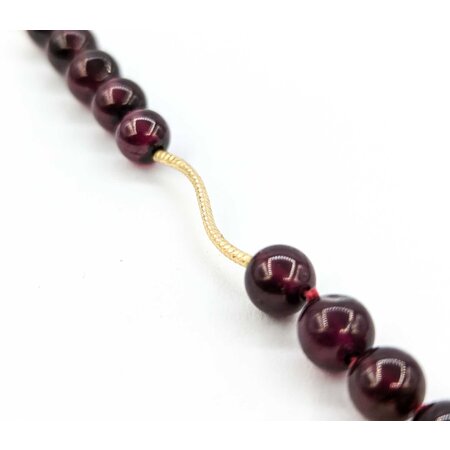 Necklace 6mm Bead Garnet Beaded 14ky 19" mm 225012250