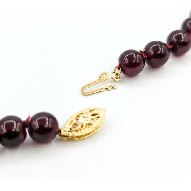 Necklace 6mm Bead Garnet Beaded 14ky 19" mm 225012250