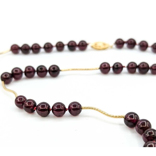 Necklace 6mm Bead Garnet Beaded 14ky 19" mm 225012250