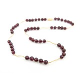  Necklace 6mm Bead Garnet Beaded 14ky 19" mm 225012250