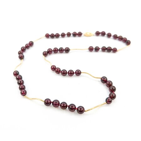 Necklace 6mm Bead Garnet Beaded 14ky 19" mm 225012250