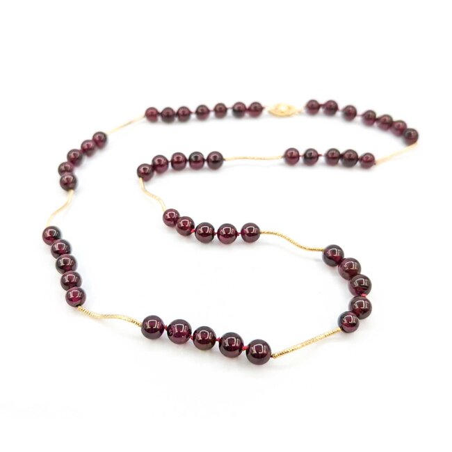 Necklace 6mm Bead Garnet Beaded 14ky 19" mm 225012250