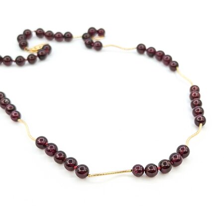 Necklace 6mm Bead Garnet Beaded 14ky 19" mm 225012250
