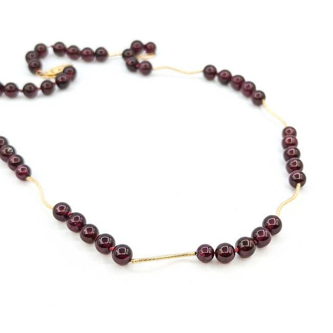 Necklace 6mm Bead Garnet Beaded 14ky 19" mm 225012250