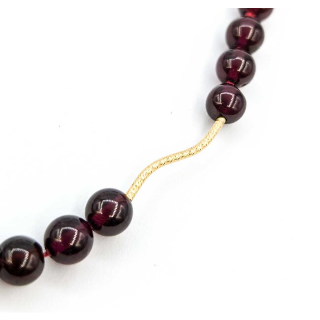 Necklace 6mm Bead Garnet Beaded 14ky 19" mm 225012250