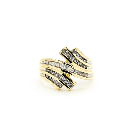 Ring .25ctw Round & Baguette Diamonds 10ky sz7 124110006