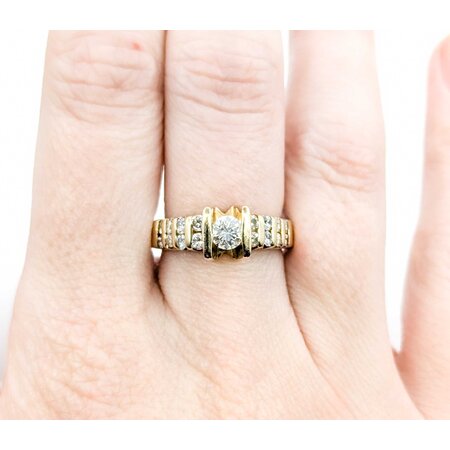 Ring Engagement Tension Set .40ct Round Diamond .46ctw Accent Diamonds 14ky sz7 224110320