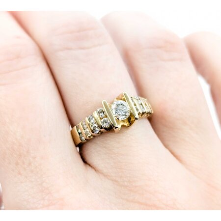 Ring Engagement Tension Set .40ct Round Diamond .46ctw Accent Diamonds 14ky sz7 224110320