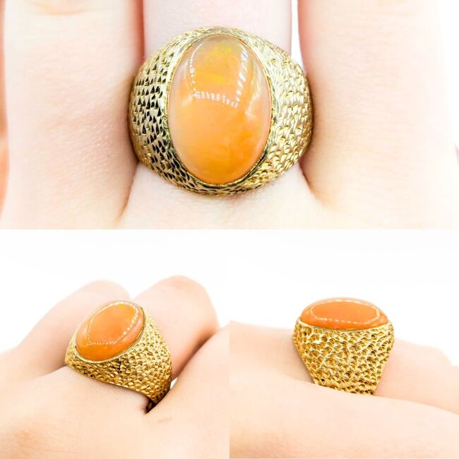 Ring 8.0ct Oval Cabochon Ethiopean Opal 14ky sz9.5 225010151