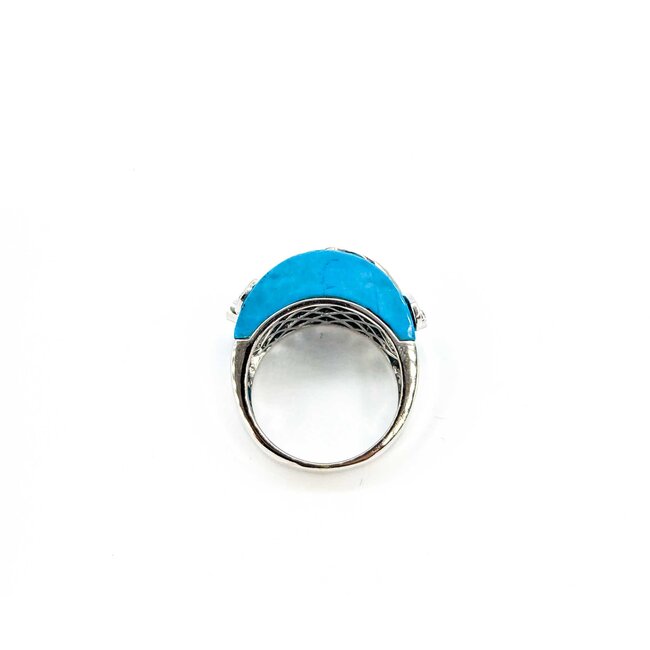 Ring .47ctw Round Diamonds Turquoise 18kw sz7 225010152