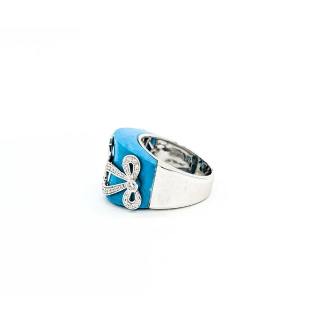 Ring .47ctw Round Diamonds Turquoise 18kw sz7 225010152
