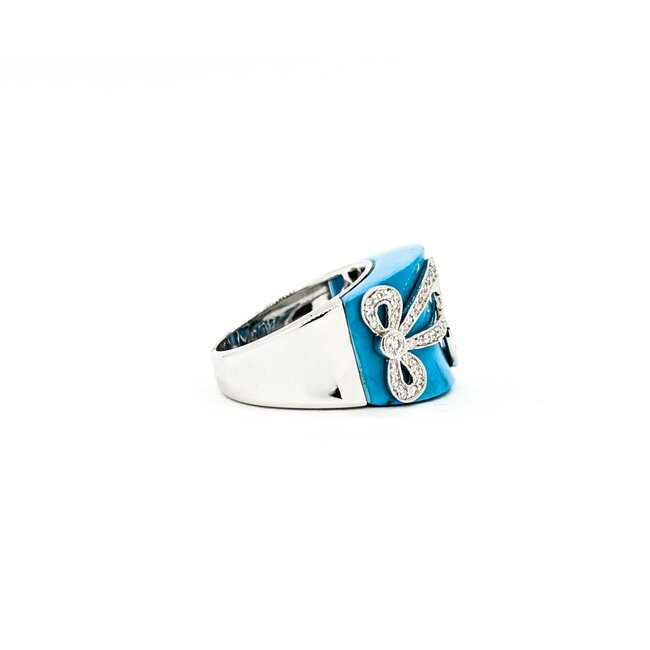 Ring .47ctw Round Diamonds Turquoise 18kw sz7 225010152