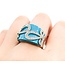 Ring .47ctw Round Diamonds Turquoise 18kw sz7 225010152
