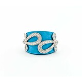  Ring .47ctw Round Diamonds Turquoise 18kw sz7 225010152