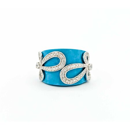 Ring .47ctw Round Diamonds Turquoise 18kw sz7 225010152