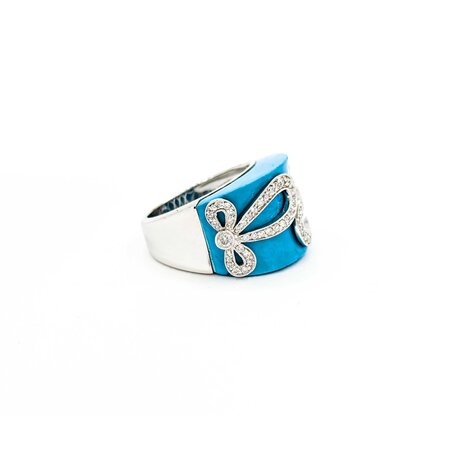 Ring .47ctw Round Diamonds Turquoise 18kw sz7 225010152