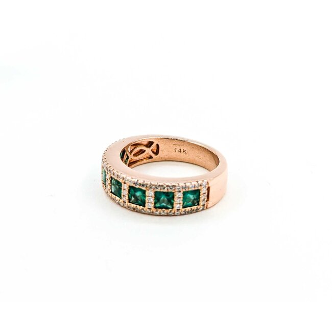 Ring .44ctw Round Diamonds 1.40ctw Emerald 14kr sz7.25 225010150