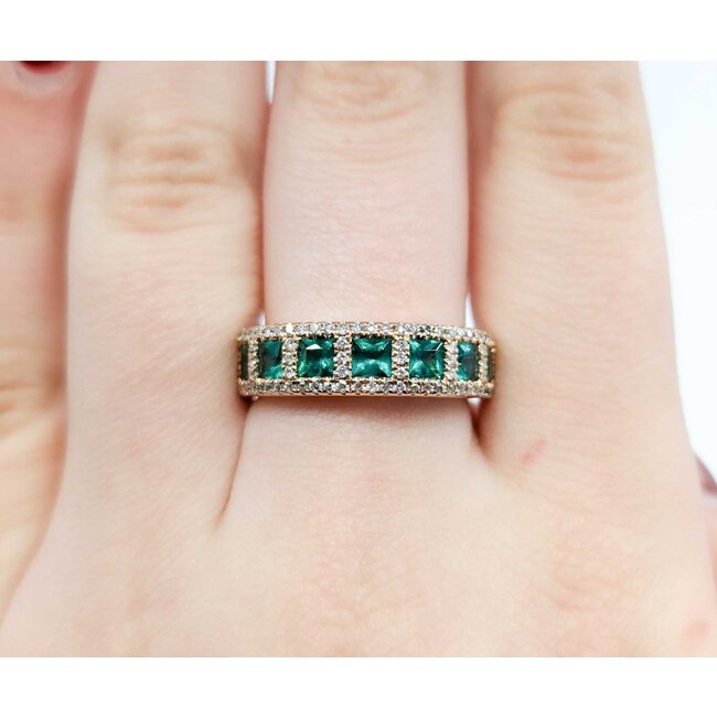 Ring .44ctw Round Diamonds 1.40ctw Emerald 14kr sz7.25 225010150