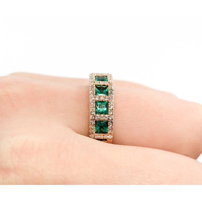 Ring .44ctw Round Diamonds 1.40ctw Emerald 14kr sz7.25 225010150