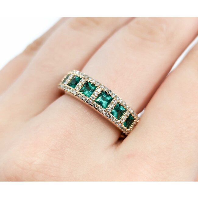 Ring .44ctw Round Diamonds 1.40ctw Emerald 14kr sz7.25 225010150