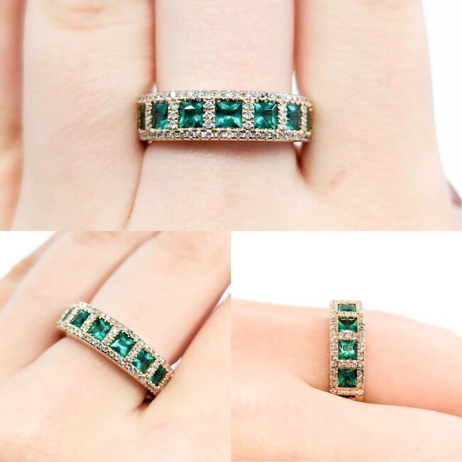 Ring .44ctw Round Diamonds 1.40ctw Emerald 14kr sz7.25 225010150