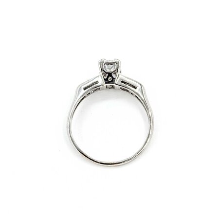Ring Engagement .70ctw Emerald/Round/Baguette Diamond 14kw sz7 225010300