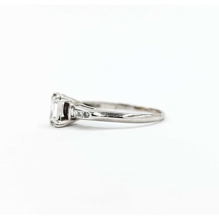 Ring Engagement .70ctw Emerald/Round/Baguette Diamond 14kw sz7 225010300